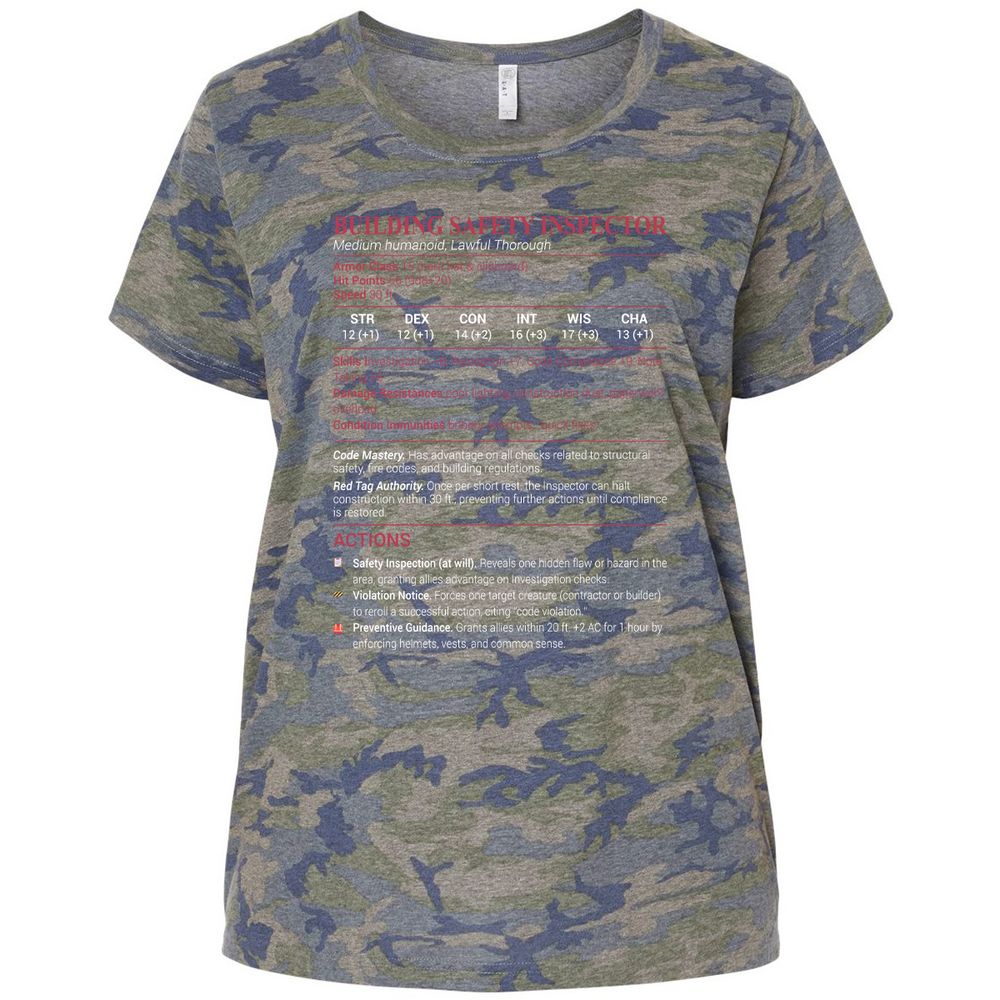 Building Safety Inspector Ladies Curvy Jersey - Vintage Camo - 5