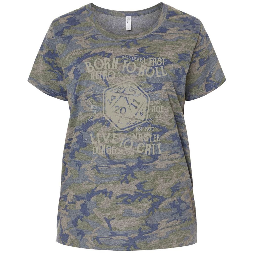 Born To Roll Live To Crit Ladies Curvy Jersey - Vintage Camo - 5