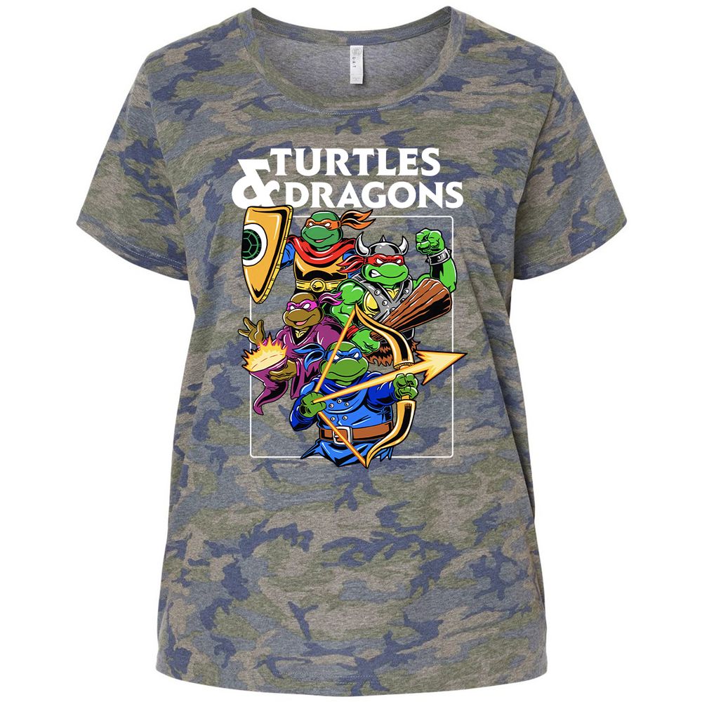 Turtles & Dragons Ladies Curvy Jersey - Vintage Camo - 5