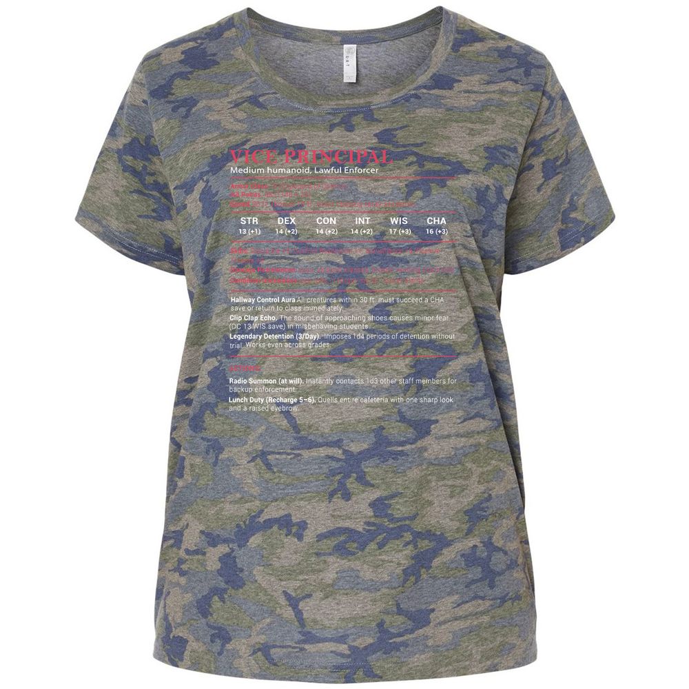 Vice Principal Stats Ladies Curvy Jersey - Vintage Camo - 5