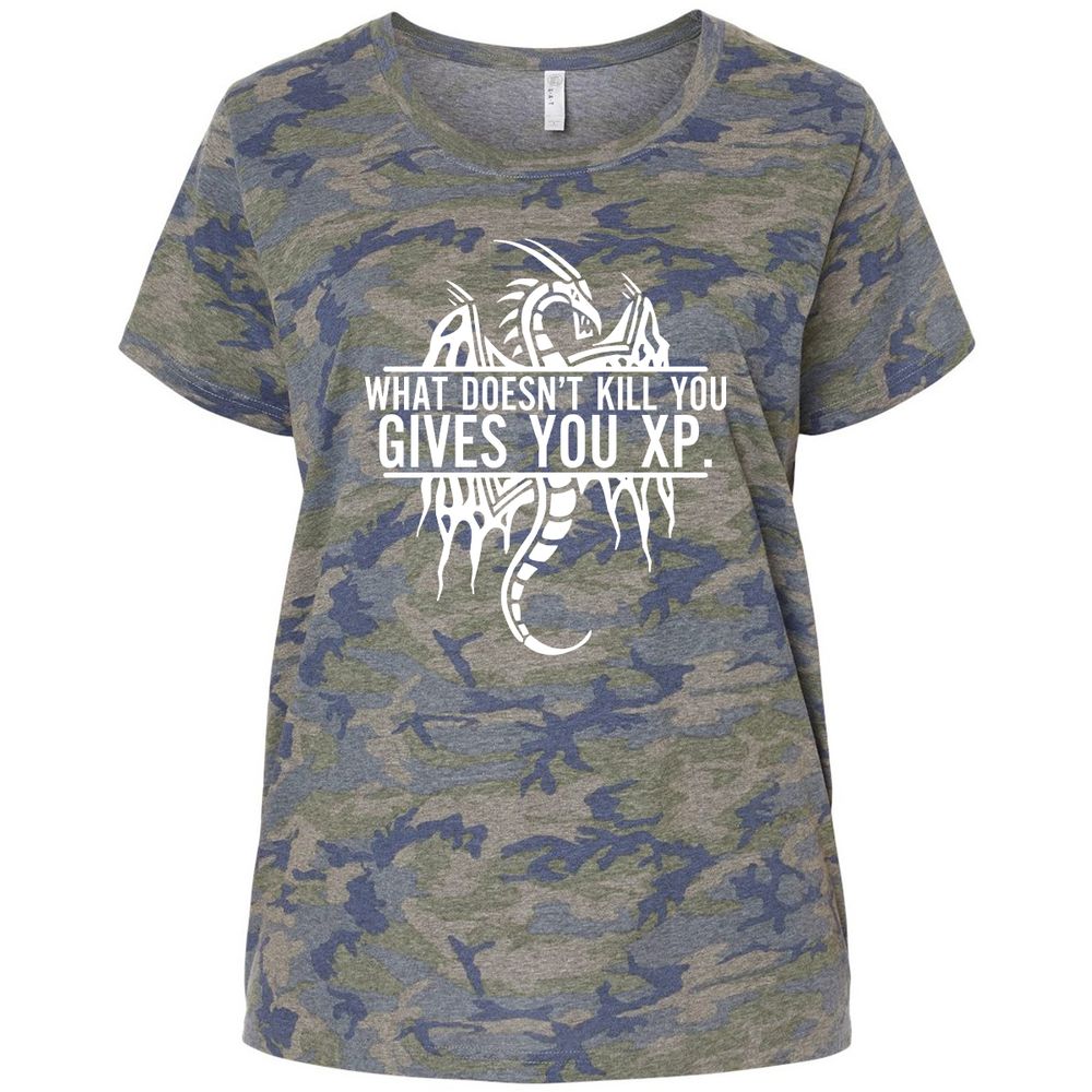 What Doesn't Kill You Ladies Curvy Jersey - Vintage Camo - 5