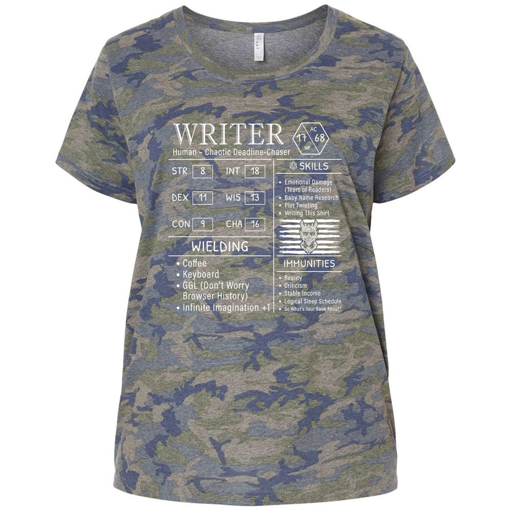 Writer Stats New Ladies Curvy Jersey - Vintage Camo - 5