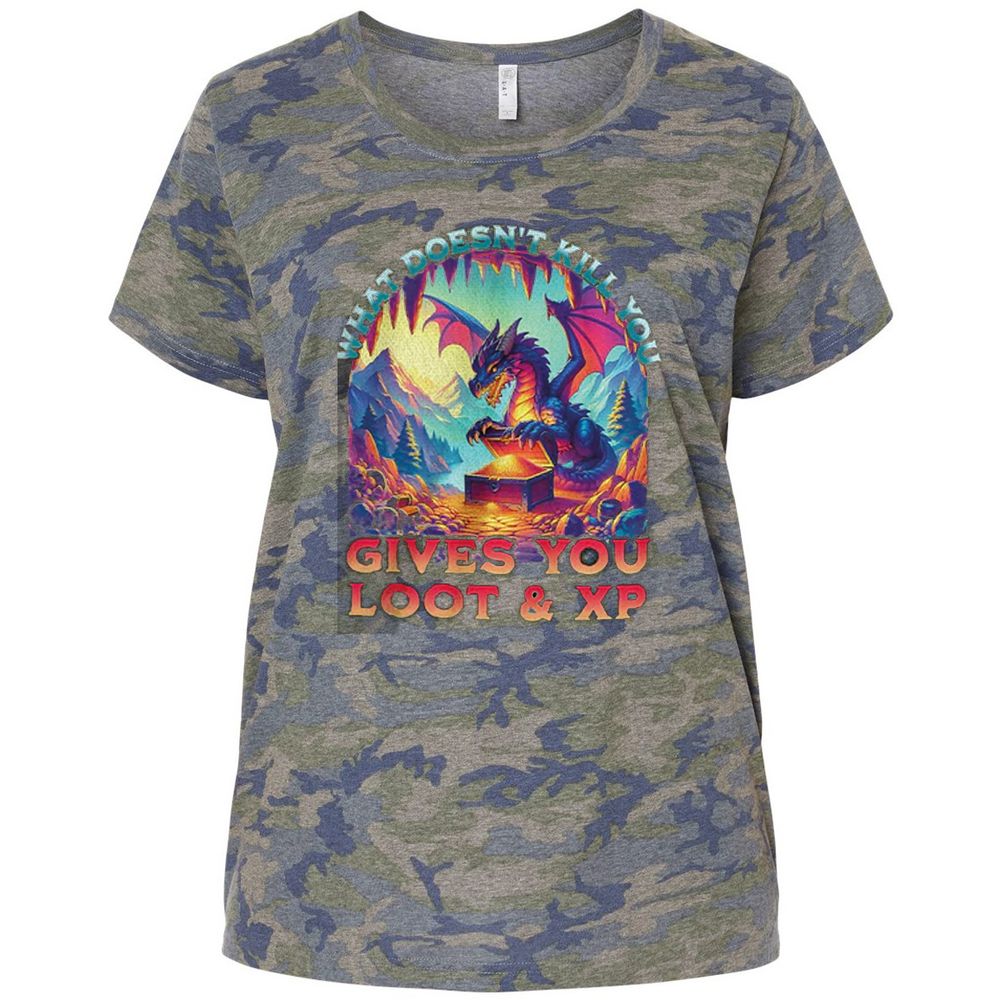 What Doesn't Kill You Give You Loot & XP Ladies Curvy Jersey - Vintage Camo - 5
