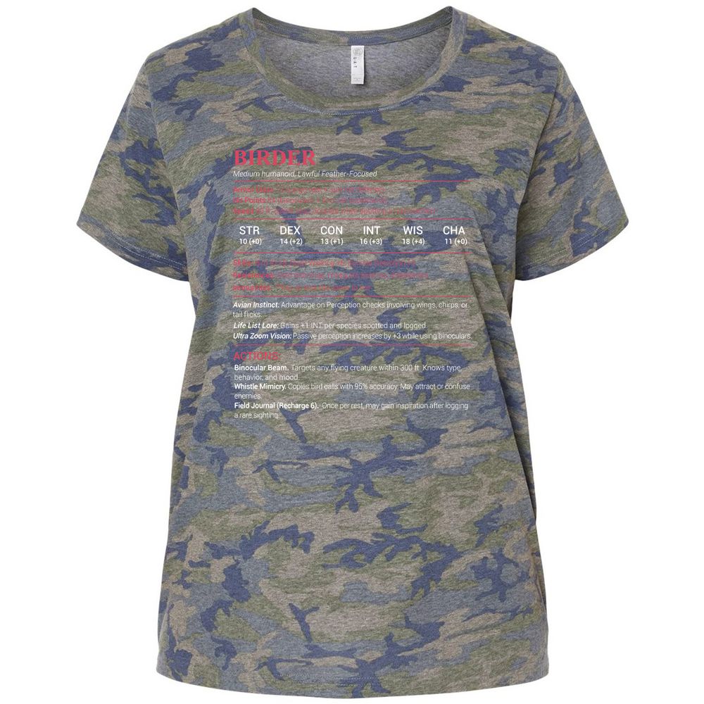 Birder Stats Ladies Curvy Jersey - Vintage Camo - 5