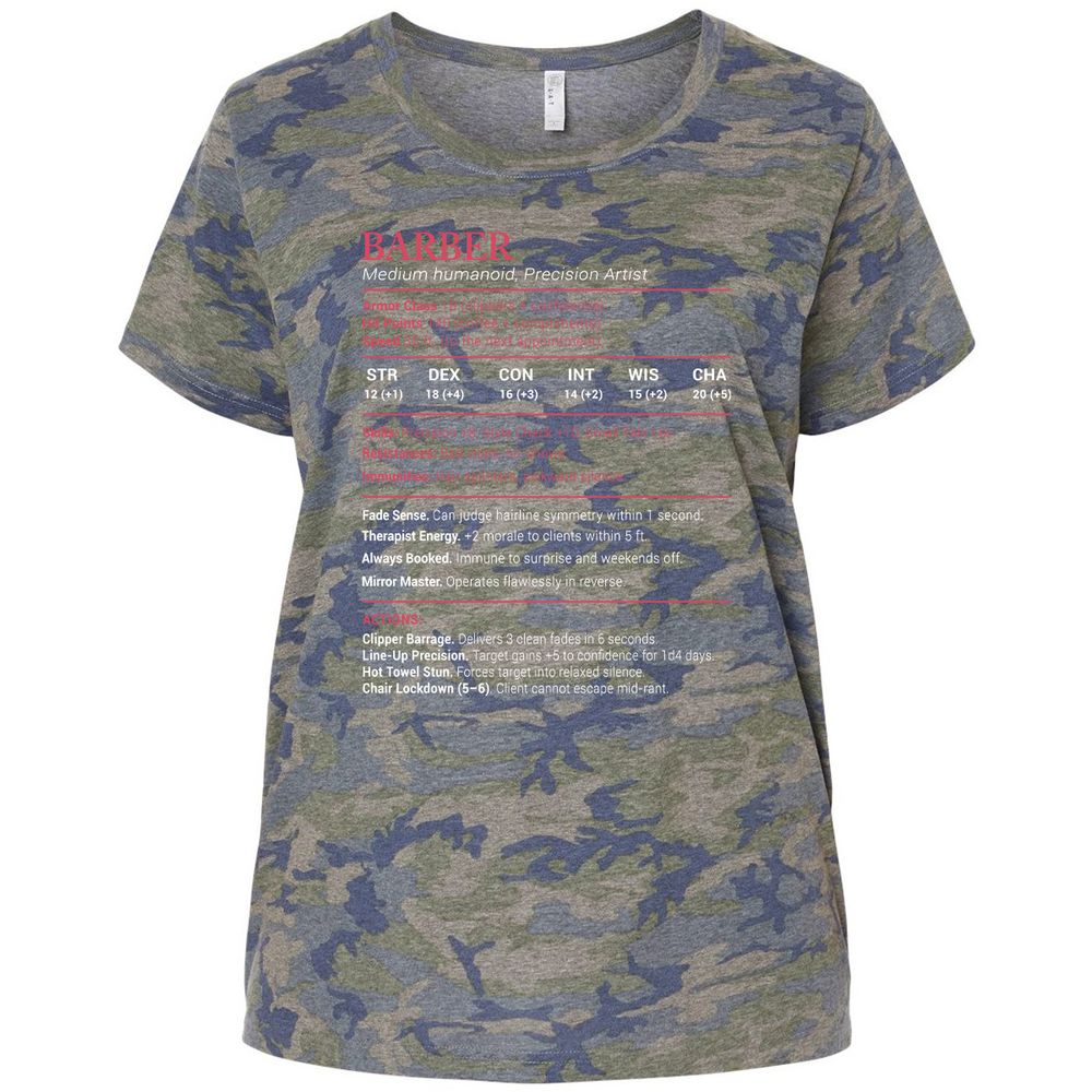 Barber Stats Ladies Curvy Jersey - Vintage Camo - 5