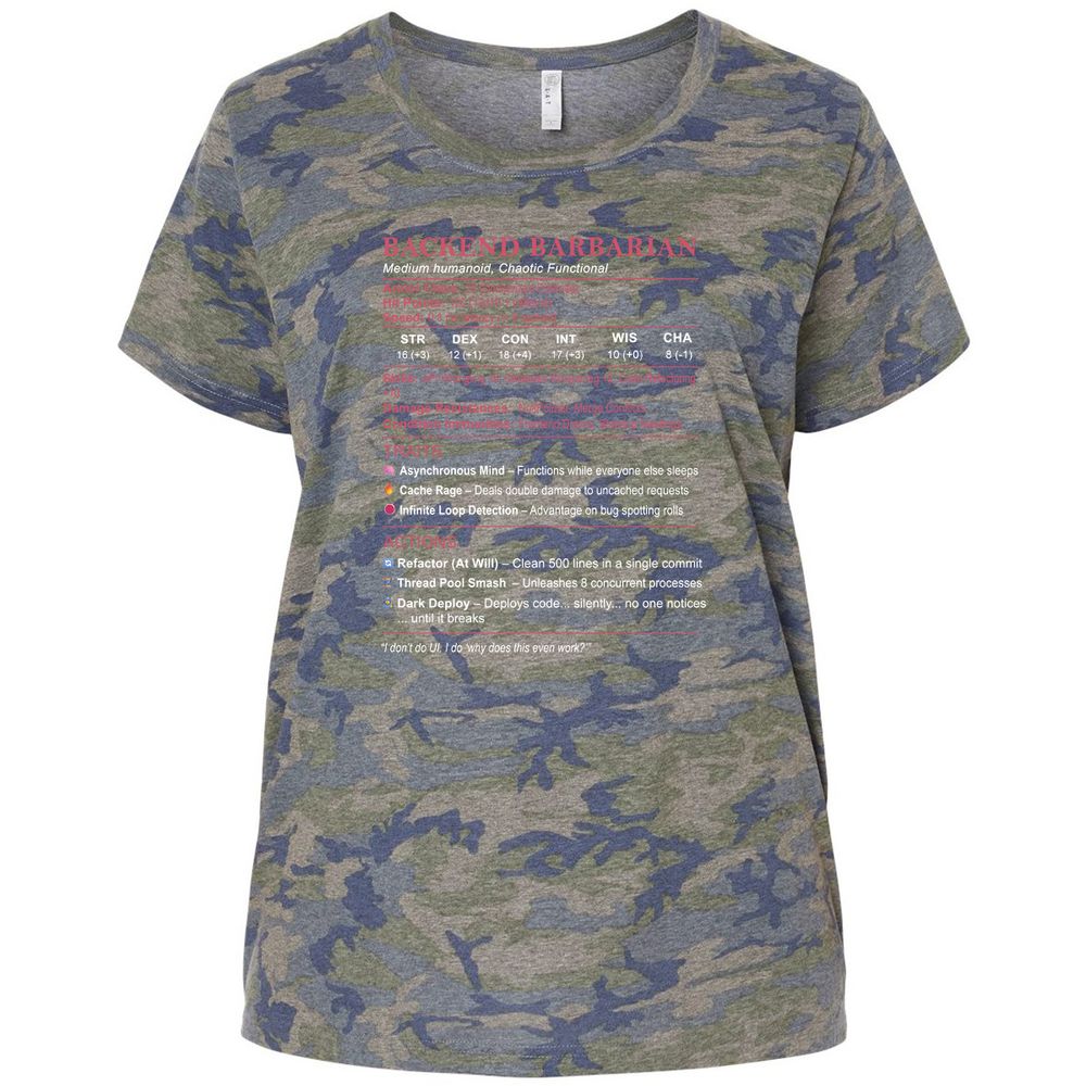 Backend Barbarian Stats Ladies Curvy Jersey - Vintage Camo - 5