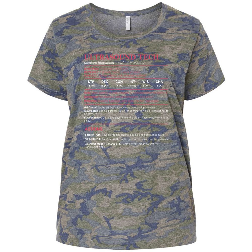 Ultrasound Tech Stats Ladies Curvy Jersey - Vintage Camo - 5