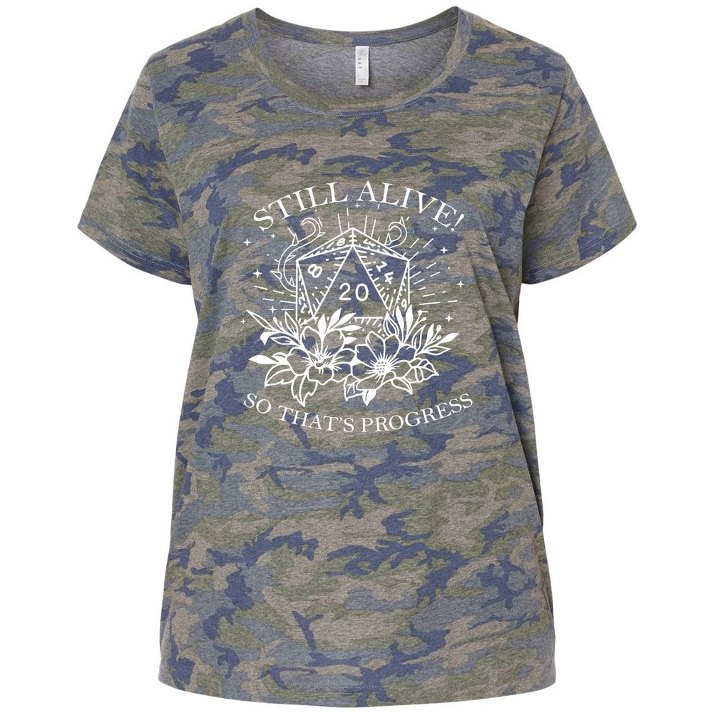 2710 Still Alive! So That’s Progress Ladies Curvy Jersey - Vintage Camo - 5