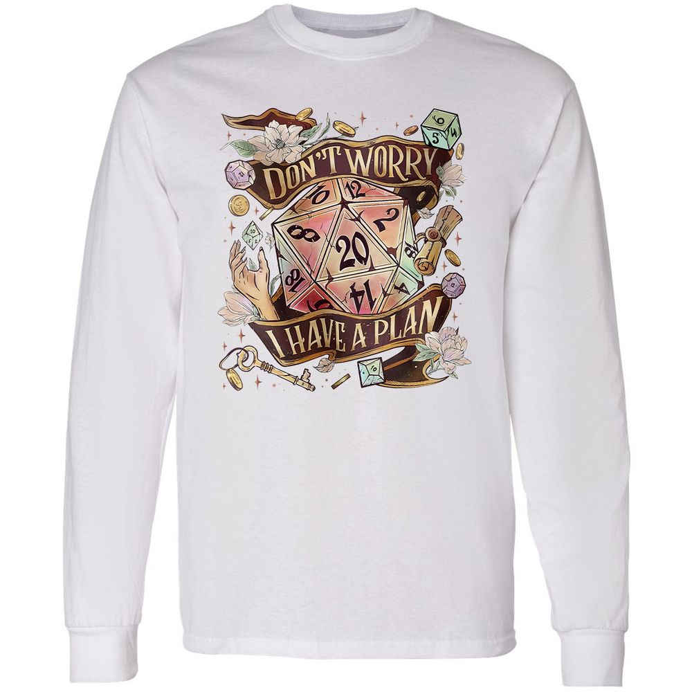 Floral Don't Worry I Have A Plan Long Sleeve T-Shirt - White - 5