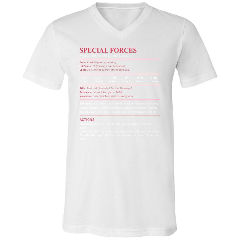 Special Forces Unisex V-Neck T-Shirt - White - 5