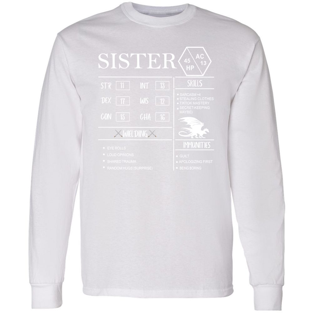 Sister Stats Long Sleeve T-Shirt - White - 5