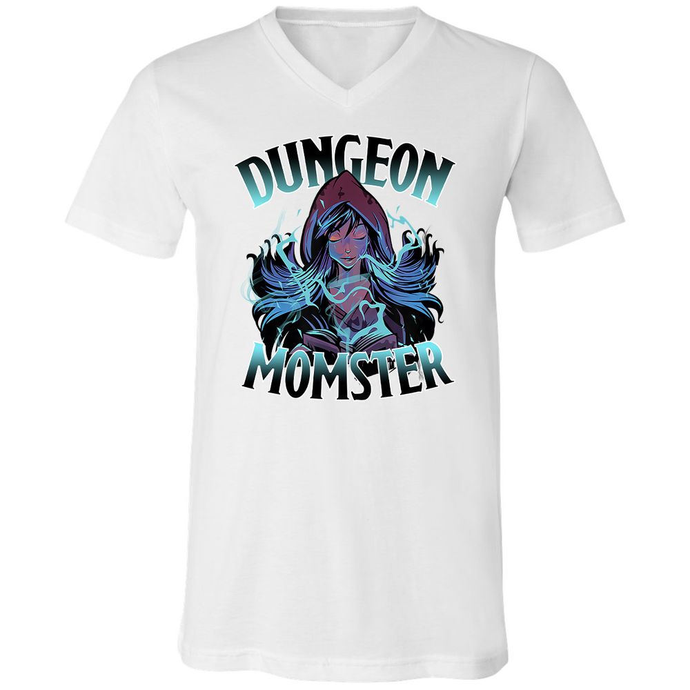 Dungeon Momster Unisex V-Neck T-Shirt - White - 5