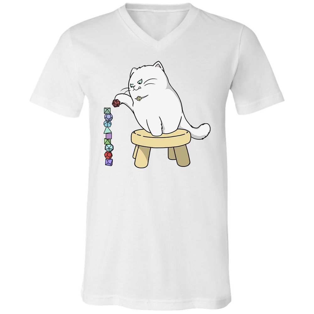 Cat Stacking Dice Unisex V-Neck T-Shirt - White - 5