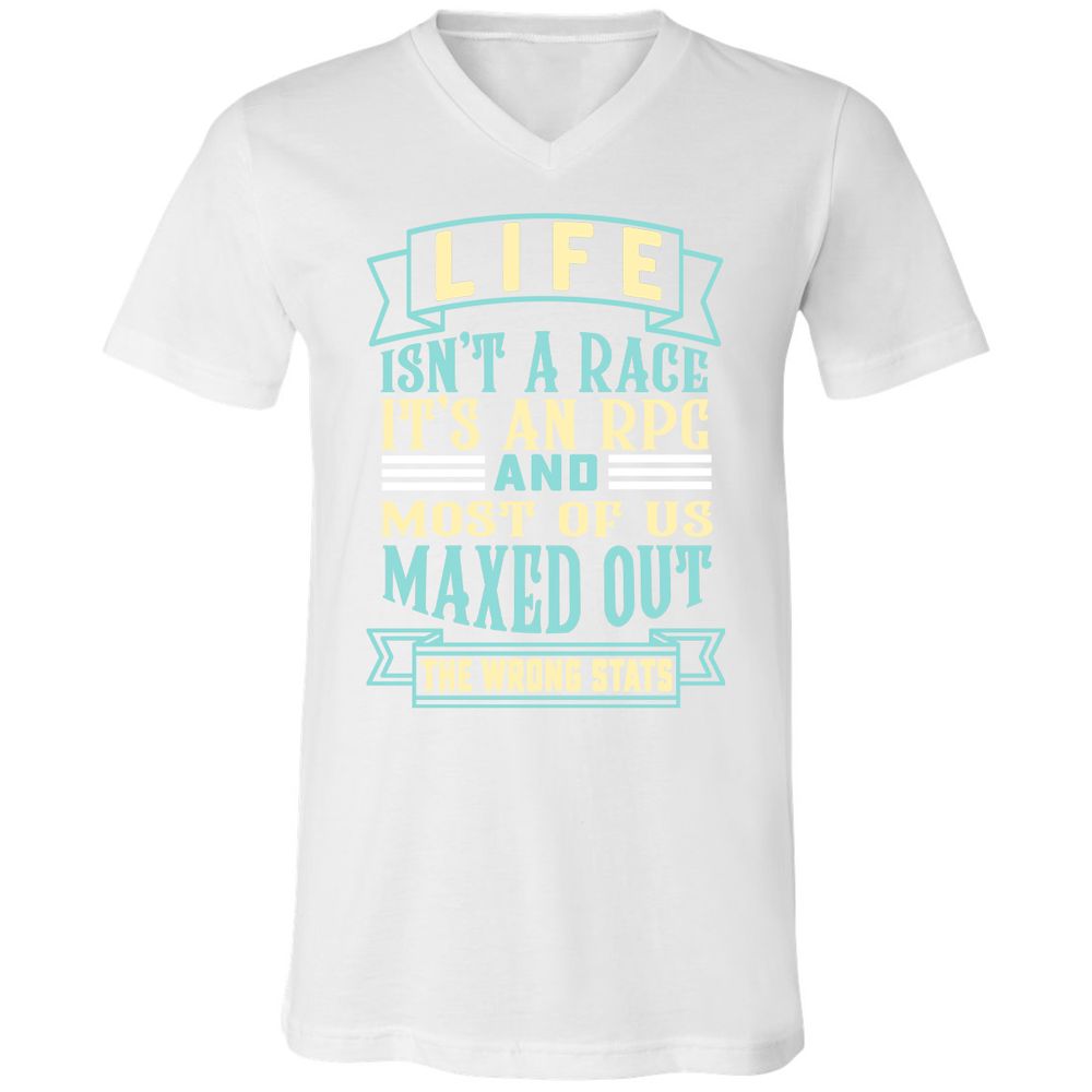 Life Is A RPG Unisex V-Neck T-Shirt - White - 5