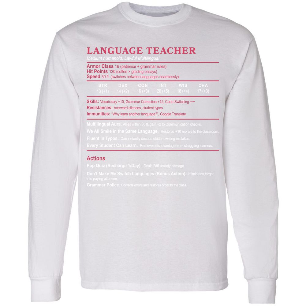 Language Teacher Long Sleeve T-Shirt - White - 5
