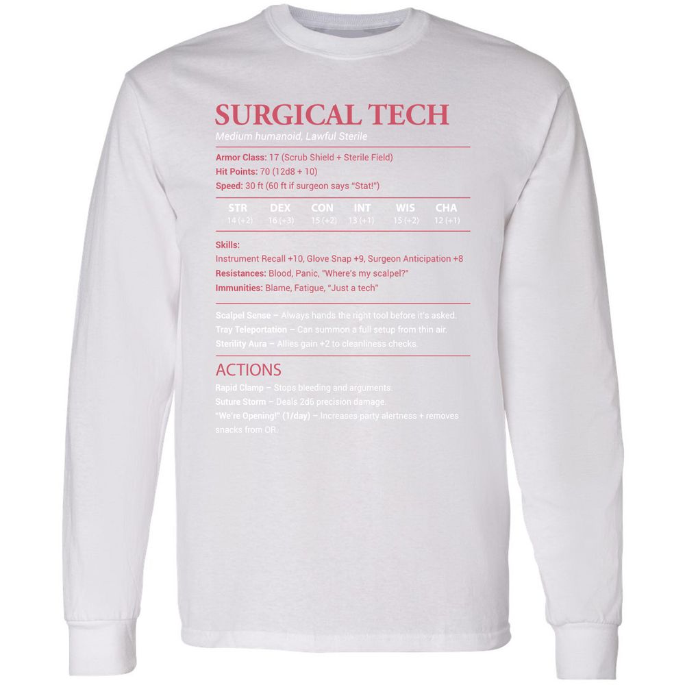 Surgical Tech Long Sleeve T-Shirt - White - 5
