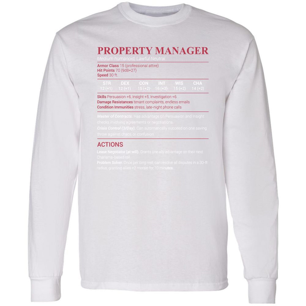 Property Manager Long Sleeve T-Shirt - White - 5