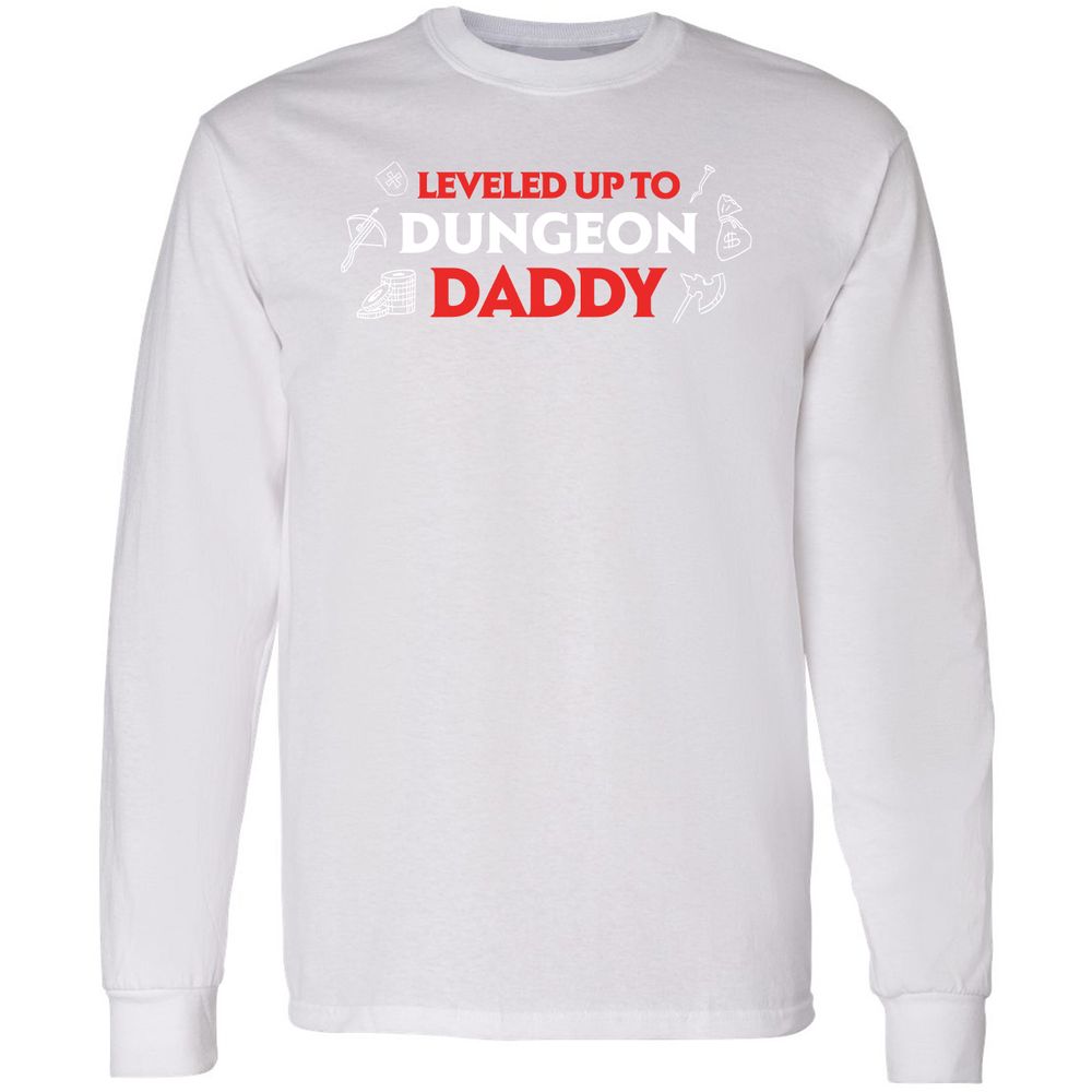 Leveled Up To Dungeon Daddy Long Sleeve T-Shirt - White - 5