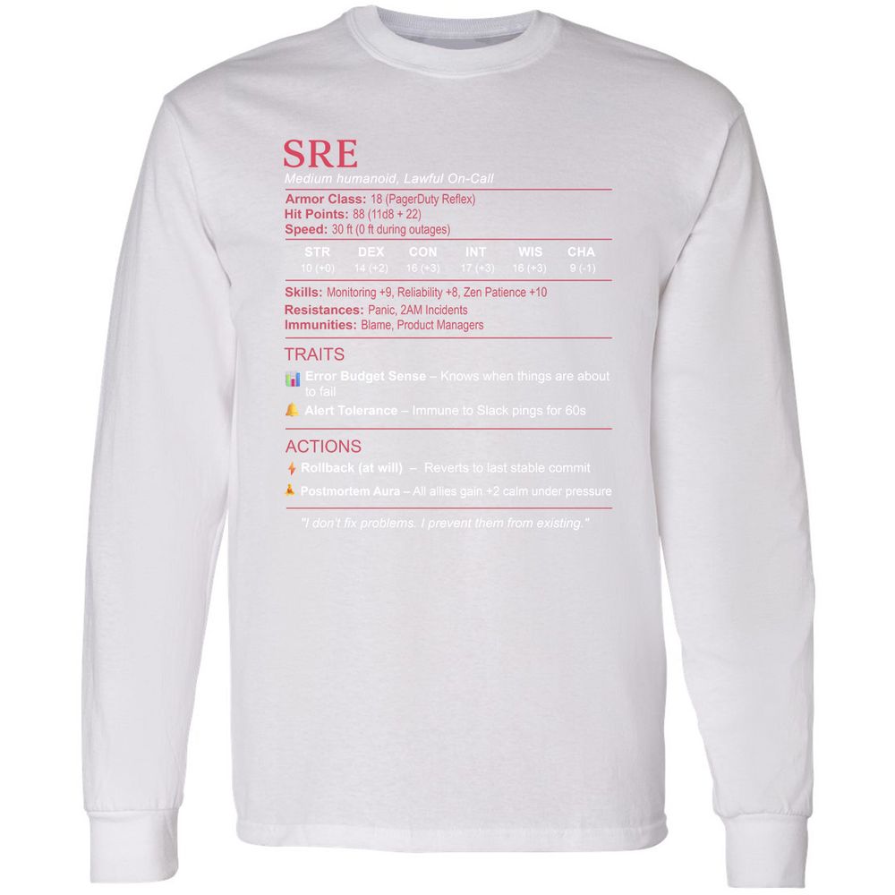 SRE Stats Long Sleeve T-Shirt - White - 5