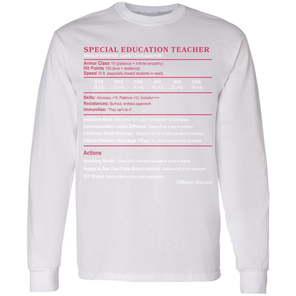 Special Education Teacher Long Sleeve T-Shirt - White - 5