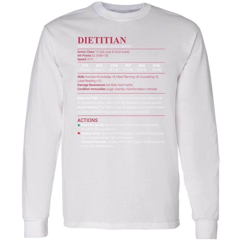 Dietitian Long Sleeve T-Shirt - White - 5