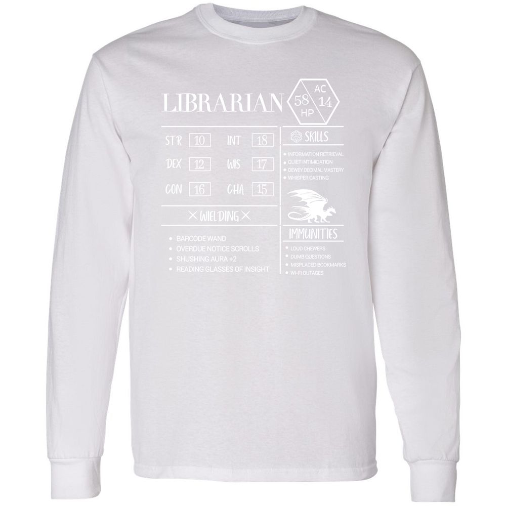 Librarian New Long Sleeve T-Shirt - White - 5