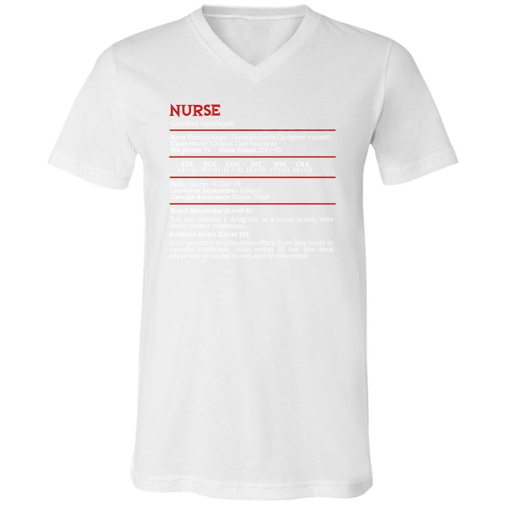 Nurse Stats Unisex V-Neck T-Shirt - White - 5