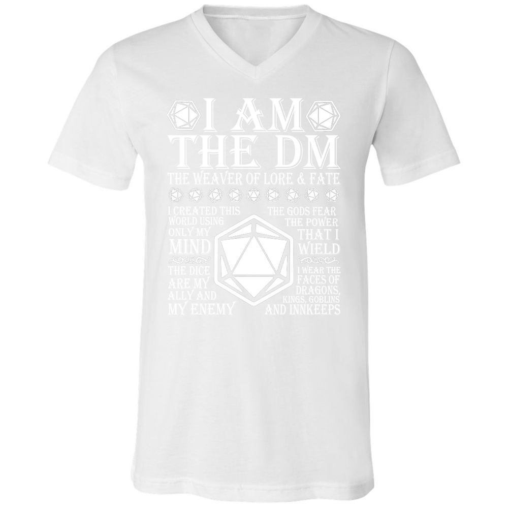 I Am The DM The Weaver Of Lore And Fate Unisex V-Neck T-Shirt - White - 5