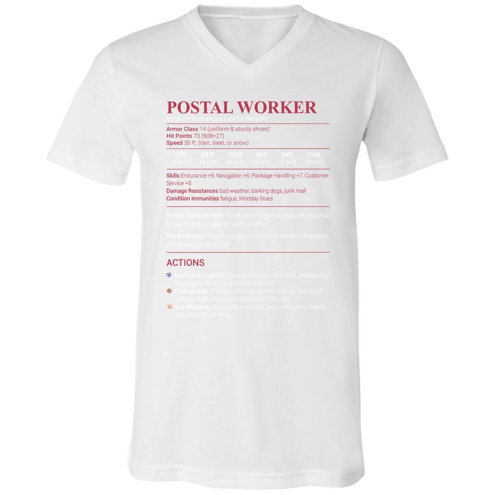 Postal Worker Unisex V-Neck T-Shirt - White - 5