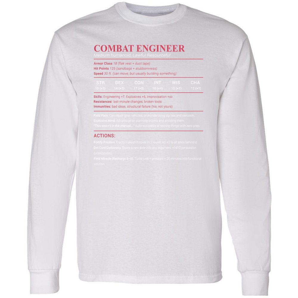 Combat Engineer Long Sleeve T-Shirt - White - 5