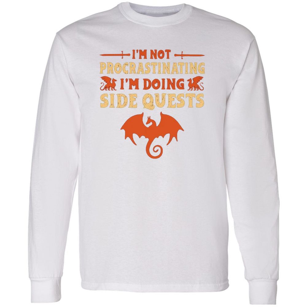 I'm Doing Side Quests Long Sleeve T-Shirt - White - 5