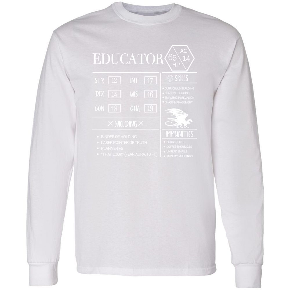 Educator New Long Sleeve T-Shirt - White - 5