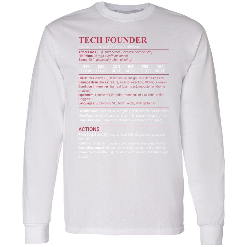 Tech Founder Long Sleeve T-Shirt - White - 5