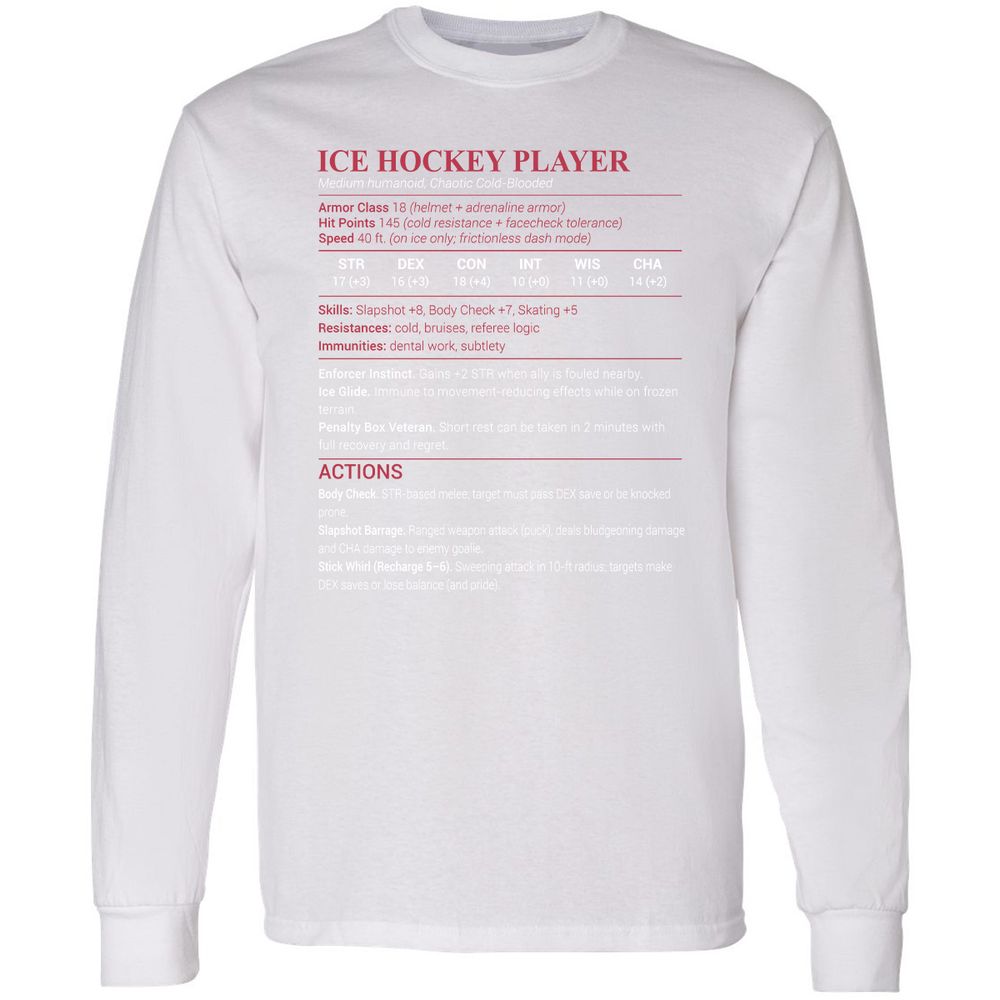 Ice Hockey Player Long Sleeve T-Shirt - White - 5