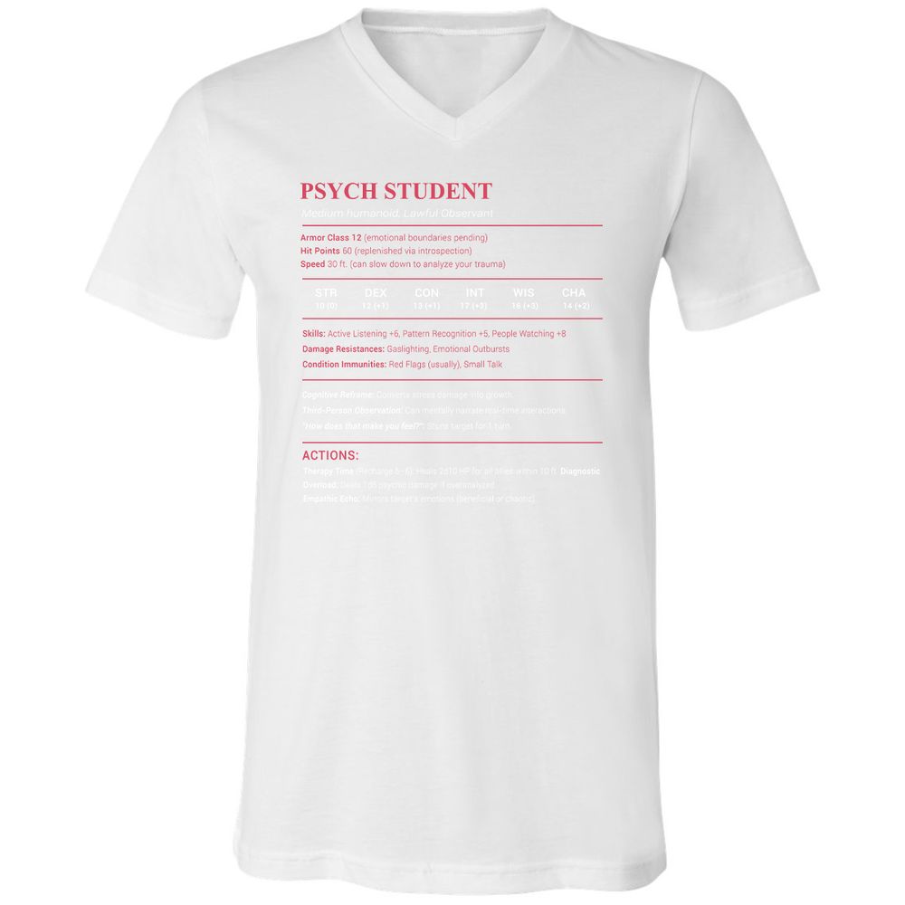 Psych Student Unisex V-Neck T-Shirt - White - 5