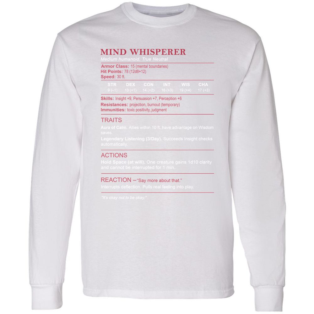 Therapist Stats Long Sleeve T-Shirt - White - 5