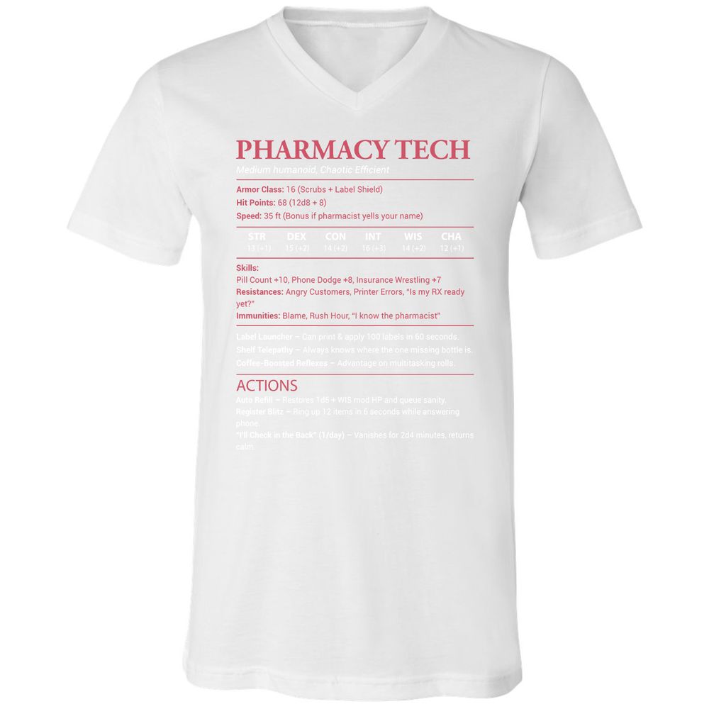 Pharmacy Tech Unisex V-Neck T-Shirt - White - 5