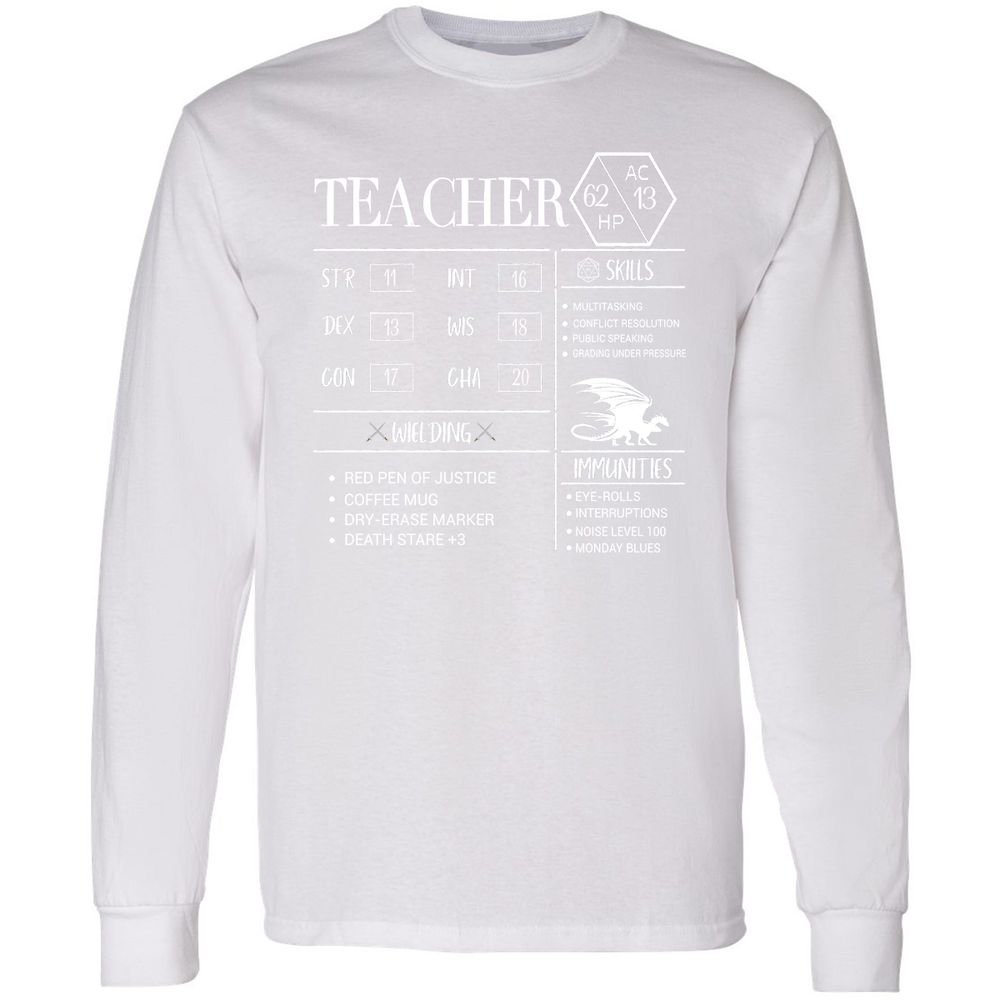Teacher New Long Sleeve T-Shirt - White - 5