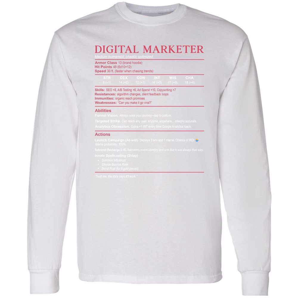 Digital Marketer Stats Long Sleeve T-Shirt - White - 5