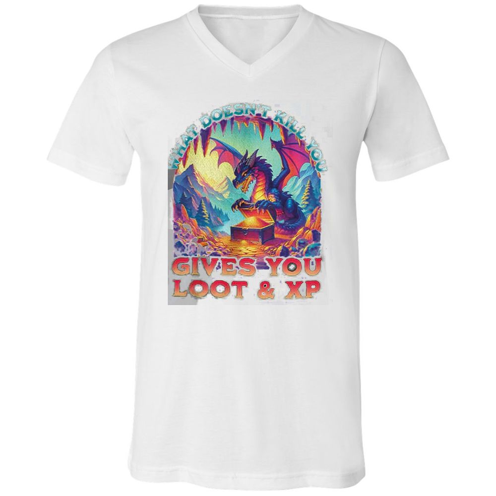 What Doesn't Kill You Give You Loot & XP Unisex V-Neck T-Shirt - White - 5