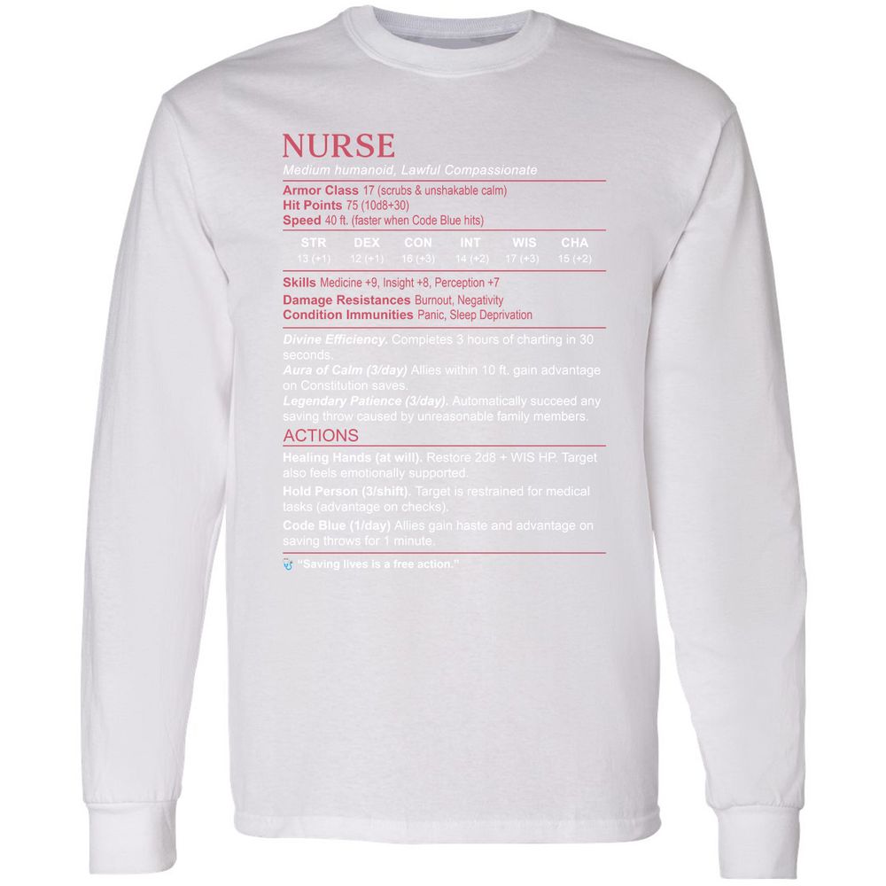 Nurse Stats 3 Long Sleeve T-Shirt - White - 5