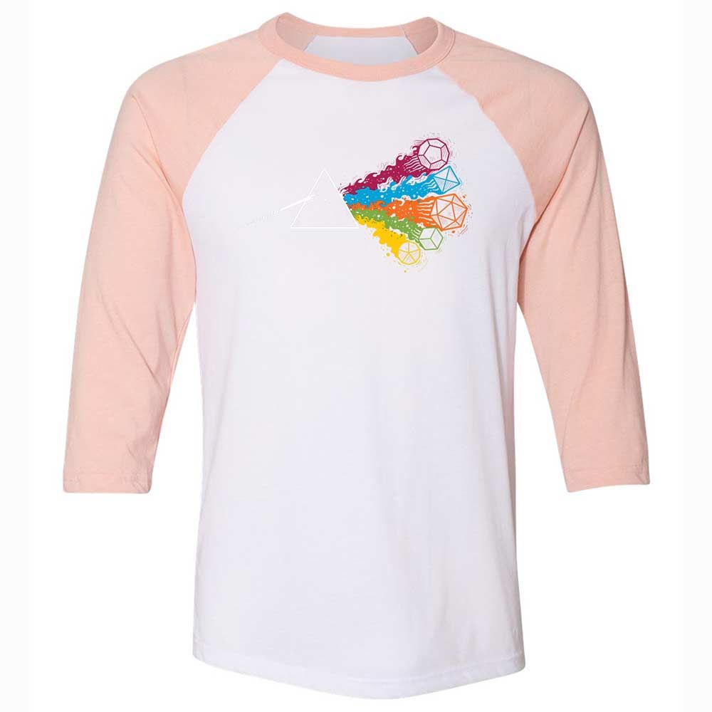 Dark Side Of The Dices Unisex 3/4 Baseball Tee - White/Heather Peach - 5