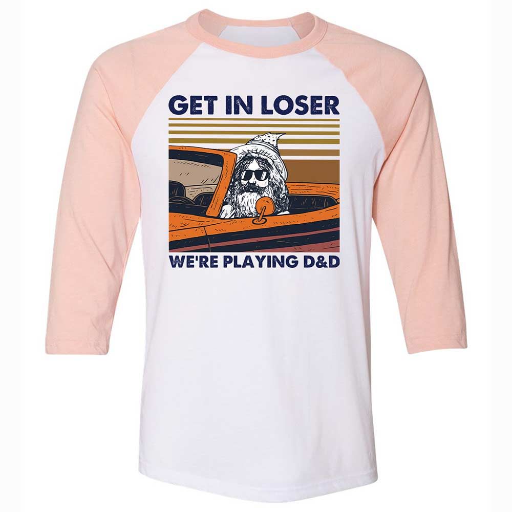 Get in Loser Unisex 3/4 Baseball Tee - White/Heather Peach - 5