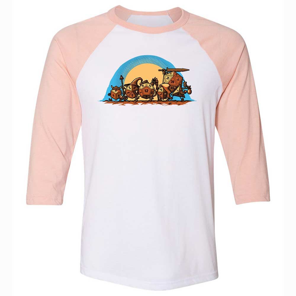 The Fellowship Of The Dice Unisex 3/4 Baseball Tee - White/Heather Peach - 5