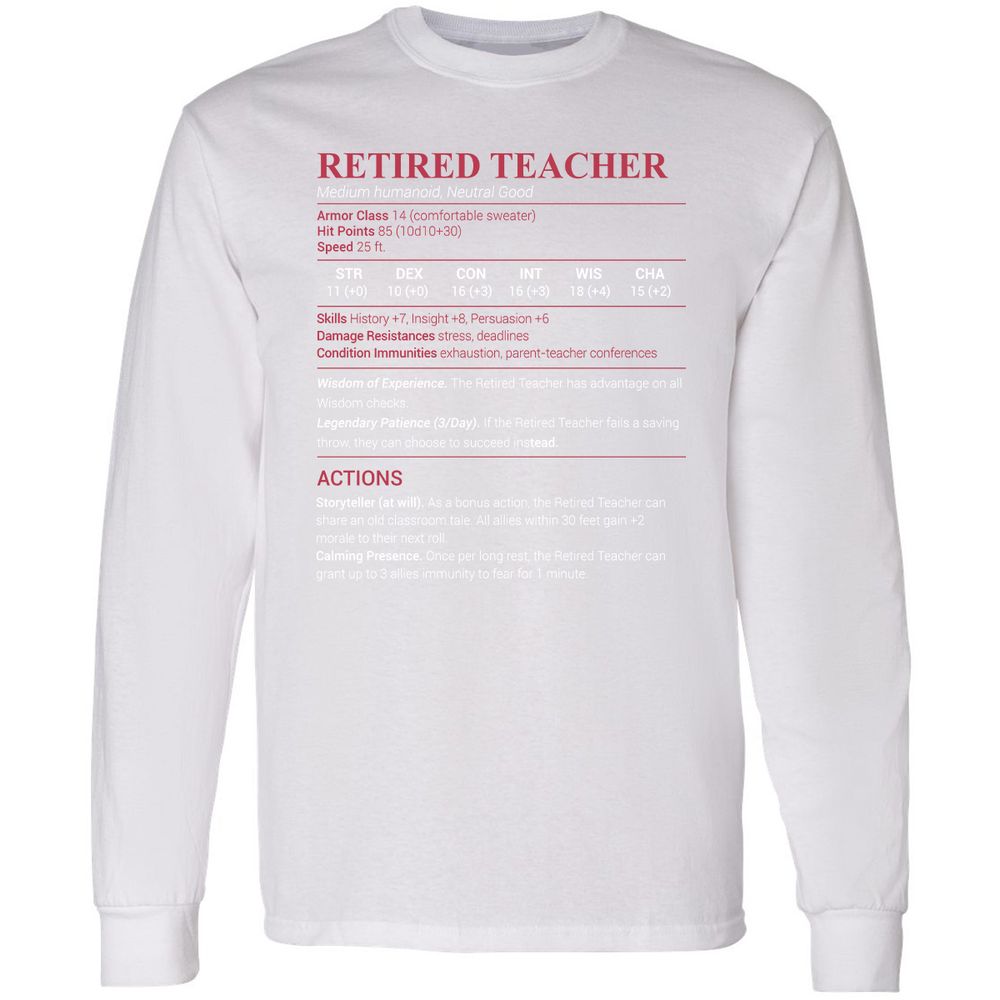 Retired Teacher Long Sleeve T-Shirt - White - 5