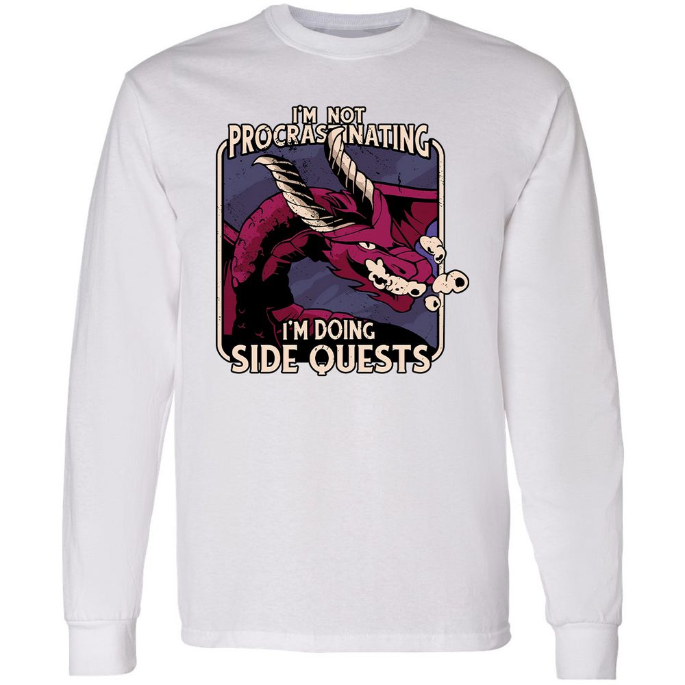 Doing Side Quests Long Sleeve T-Shirt - White - 5