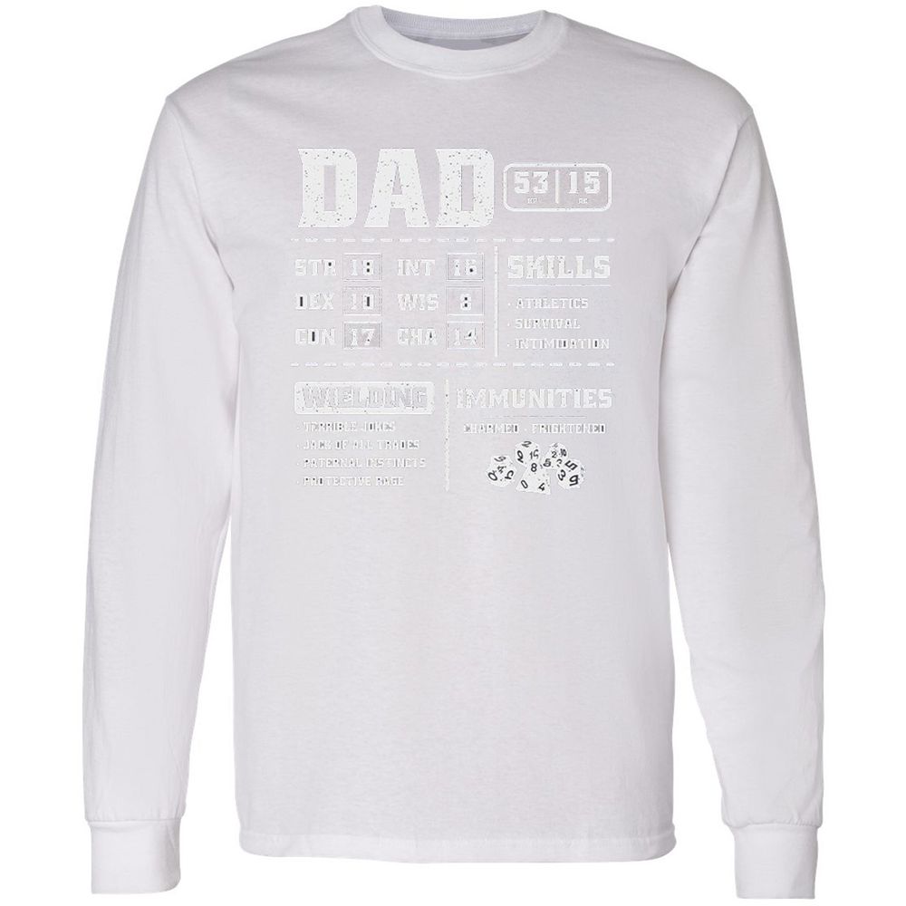Dad Stat Block 2 Long Sleeve T-Shirt - White - 5