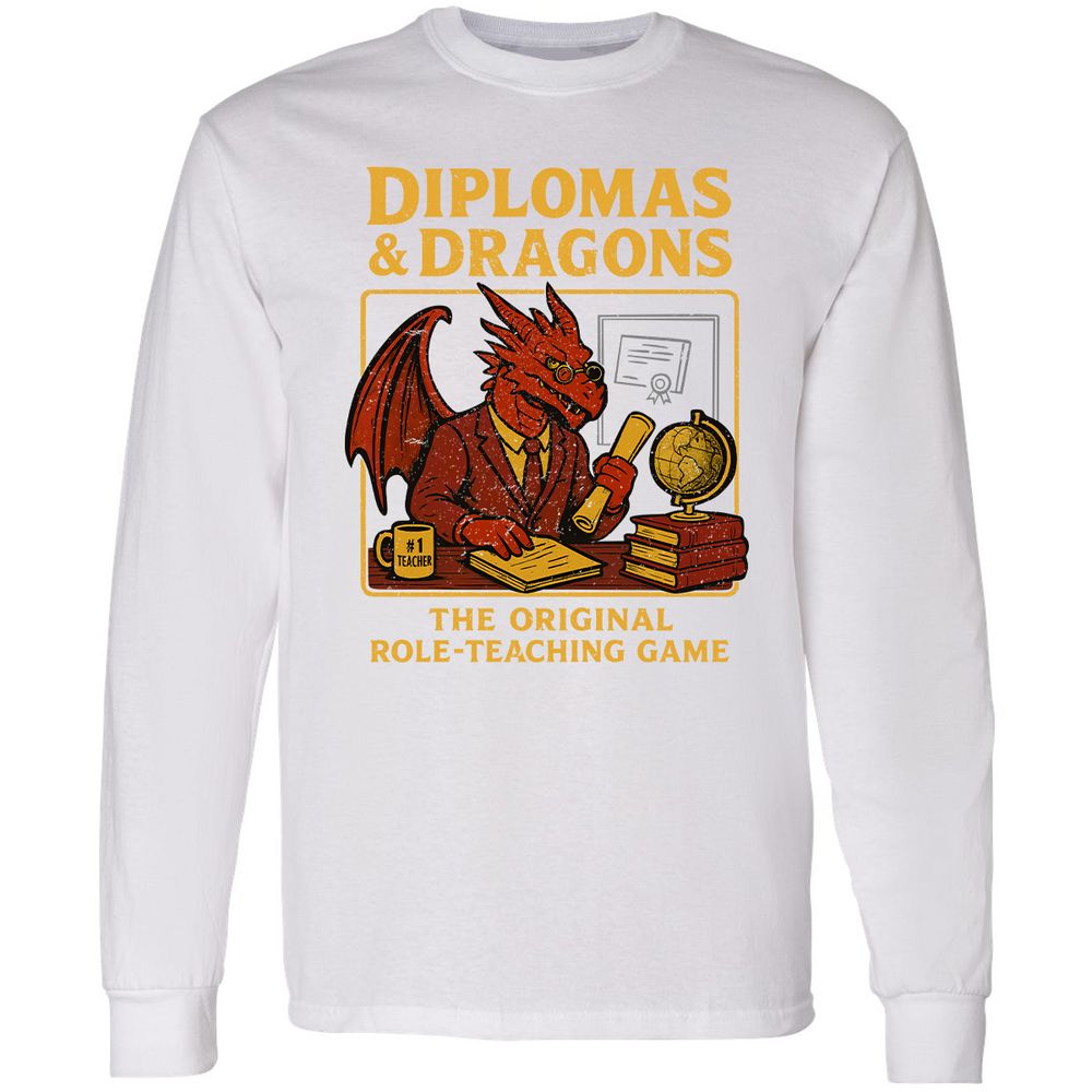 Diplomas & Dragons Long Sleeve T-Shirt - White - 5