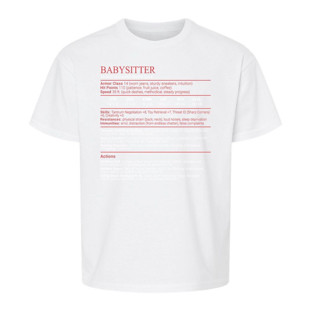 Baby Sitter Stats Block - White - 5