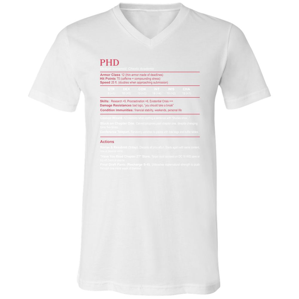 PhD Stats Unisex V-Neck T-Shirt - White - 5